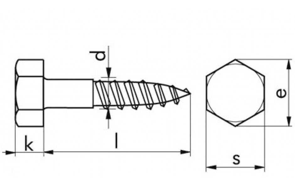 Sechskant-Holzschraube DIN 571 - A2 - 6 X 50