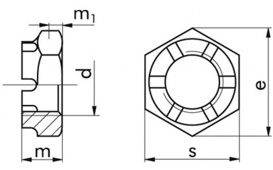 Kronenmutter DIN 937 - 17H - blank - M10