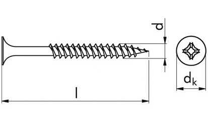 Gipsplattenschraube Doppelganggewinde TMN - EN 14566 - phosphatiert, Klasse 48 - 3,9 X 45 - CE