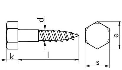 Sechskant-Holzschraube DIN 571 - A2 - 6 X 30